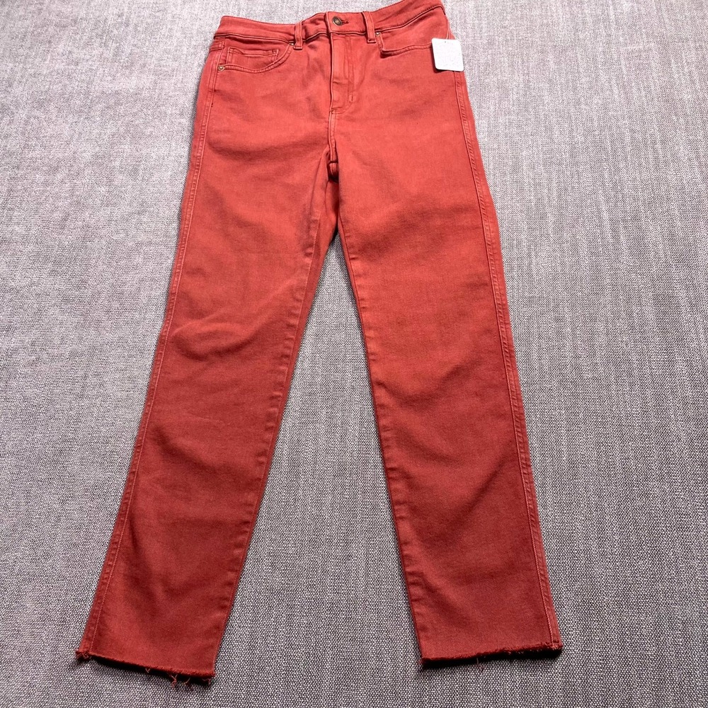 Free People We the Free Raw High Rise Jeggings Jeans Womens 30 Red Denim Stretch